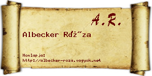 Albecker Róza névjegykártya